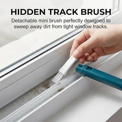 Window Screen Cleaning Brush,2 in 1 Window Screen Cleaner Tool with Squeegee,Mesh Screen Cleaner,Multi-Purpose Cleaning Brush for Patio, Door, Porch Screens (2 Blue)