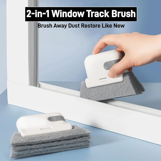 Window Track Cleaner Window Track Cleaning Tools 2 in 1 Sill Cleaner Tool Groove Cleaning Brush for Slides Grooves Tiles Blinds Car Vents (Gray-3PCS)
