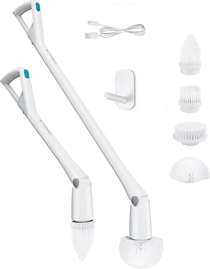 Tilswall Cordless Electric Spin Scrubber - Powered Shower & Tile Cleaning Brush with Detachable Handle, 2-Speed Modes & Extra Battery, for Bathroom Tub/Glass/Car Windows