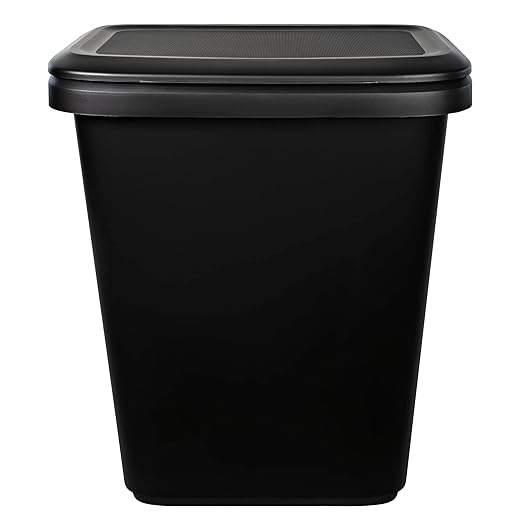Oversized Dual-Compartment Trash Can - 20.4 Gal Plastic Kitchen/Garage Bin (Black)