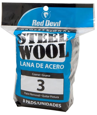 Red Devil 0326 Steel Wool, 3 Coarse, (Pack of 8)