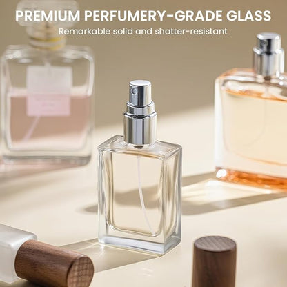 Perfume Atomizer, Glass Perfume Container,Travel Bottle Refillable, Empty Portable Leakproof Frangrance Spray Bottle (Walnut Dusty Blue 5pcs 10ml/0.3oz)