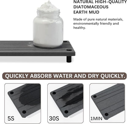 Quick Dry Sink Caddy Kitchen Sink Organizer, Water Absorbing Stone Tray for Sink, Stone Drying Tray, Diatomite Faucet Mat & Protector, Dispenser Sponge Holder, Stone Soap Tray for Bathroom Counter