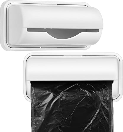 Toyvian Trash Bag Dispenser, 2pcs Wall Mounted Grocery Bag Holder Dispenser Under Sink Garbage Storage Organizer for Kitchen Bathroom Pantry Space Saving Plastic Container (Grey)