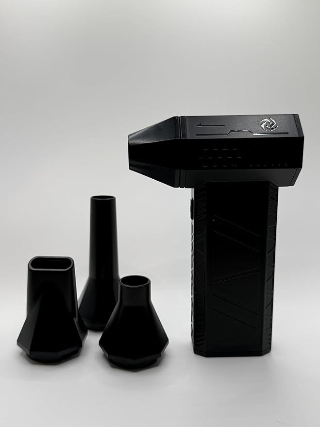 X3Mini Electric Air Duster Turbo Fan (Version 1.1), 110,000RPM, Rechargeable USB-C, 100Mph Wind Speed at the Nozzle, Compact and Portable, Multi-Nozzle Attachments, Black