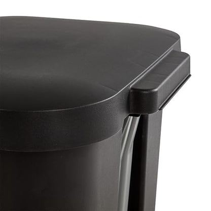 Sterilite 11.9 Gallon Rectangular Step On Kitchen Plastic Indoor Wastebasket with Wide Opening Lid and Comfort Handle for Home, Black (4 Pack)