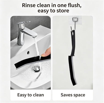 2 Pack Crevice Cleaning Brushes, Hard Bristle Gap Cleaner Brush for Bathroom, Kitchen, Window, Tile, Sink - Black & Milk(Two Black)