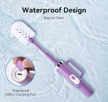 Rechargeable Electric Bottle & Cup Brush, 360° Thorough Cleaning Without Blind Spots, Suitable for Baby Bottles, 64-Ounce Mugs, Straws, Wine Glasses, etc., Easy to Air-Dry and Portable