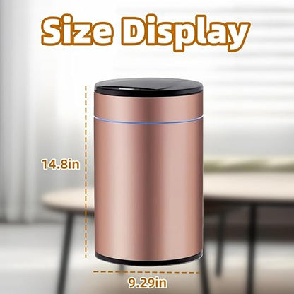 Garbage Can with Lid, Intelligent Sensor Opening and Closing, Small Garbage Can for Living Room, Bedroom, Kitchen and Bathroom (1, Rose Gold)