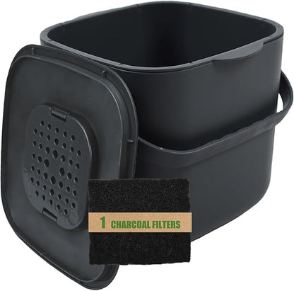 7-Liter Compost Bin Kitchen Countertop Trash Can with Lid - Odorless Compost Bin Outdoor with Filters(Dark Gray)