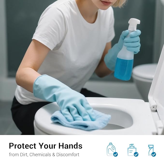ThxToms 4 Pairs Reusable Natural Latex Dishwashing Gloves, 13" Long, 10 Mil Thick, Non-Slip Rubber Kitchen Cleaning Gloves, Multi-Color, Ideal for Household, Bathroom, Pet Care & Gardening, Medium