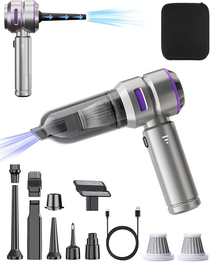 Cordless Car Vacuum Cleaner 16000Pa - 4 in 1 Handheld Vacuum Blower Inflator,Brushless Motor 80000RPM | Wet Dry | Washable Filter | Type-C Fast Charge for Car Home Office Pet Hair