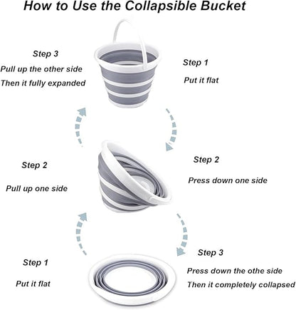 Collapsible Bucket 1.3 Gallon 5L Water Bucket for Cleaning Foldable Portable Plastic Mop Bucket with Handles Indoor Household Outdoor Car Wash Camping Fishing