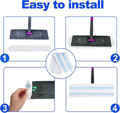 [5-Pack] Mop Replacement Pads for Ocedar H2pro Flat Mop System，Washable & Reusable Mop Pads ,Easy Installation, Machine Washable, Suitable for Various Types of Floors