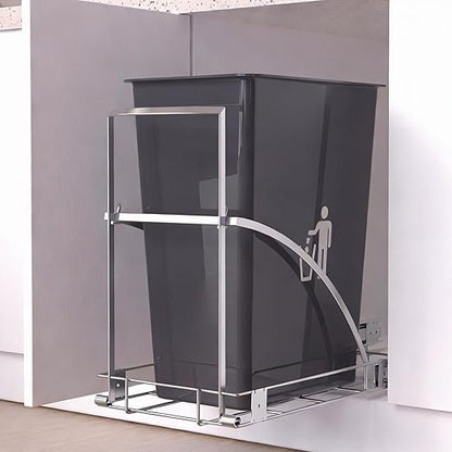 Turokacase Pull Out Trash Can Under Cabinet with Soft-Close & Bionic Anti-Rust Coating, Heavy-Duty 120 lbs Sliding Garbage Bin Holder for 7-10 Gallon Cans, Fits Min. 13" W x 18" D x 18" H Cabinets