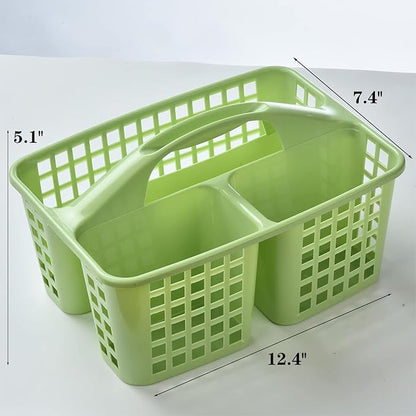 Portable Shower Caddy Basket,Convenient Cleaning Supplies Organizer with Compartments and Handle,Ideal for Bathroom, Bedroom, Kitchen, College Dorm,Garden,etc.12.4" x 7.4" x 5.1"green