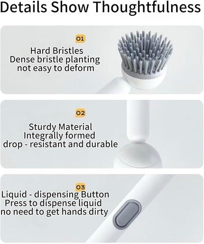 Dish Brush -6-in-1 Dish Brush with Detergent Dispenser - Adjustable Angle & Rotating Scrub Brush for Pots, Pans, Dishes & Utensils | Kitchen Cleaning Brush with Wall Mount for Sink, Stove & Cookware