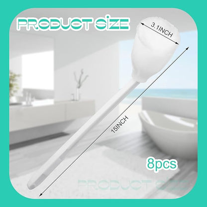 Eaasty Toilet Bowl Mop Toilet Bowl Brush White Soft Swab Bathroom Brush with Holder Long Handle Cleaning Scrubber Bathroom Accessories(8 Pcs)