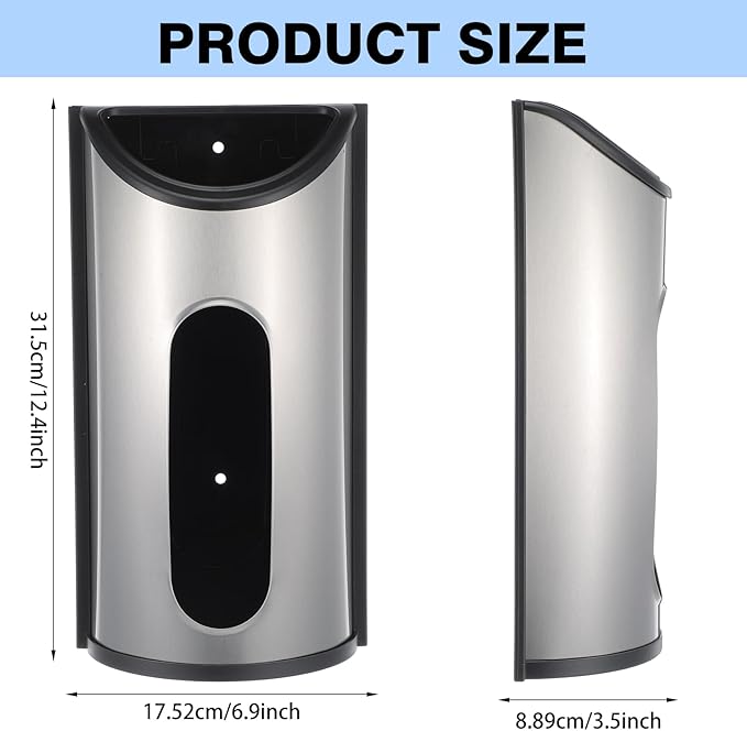 2 Pcs Stainless Steel Grocery Bag Holder Plastic Bag Organizer Wall Mounted Trash Bags Dispenser for Kitchen Pantry Cabinet Garage Storage Space Saving