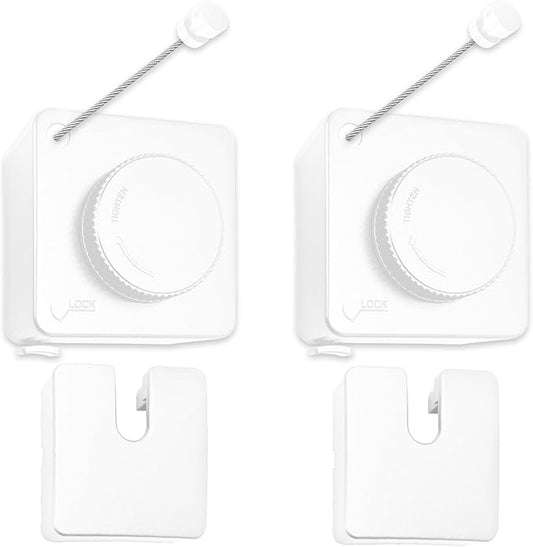 2 Pack Retractable Clothesline Indoor & Outdoor, 16.2 Ft Non-Sagging Stainless Steel Laundry Washing Line with Wall Mounted Heavy Duty Design, Space-Saving Clothing Drying Rack (White)