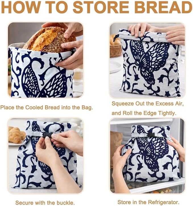 Beeswax Bread Bag XL 13x17in with Removable Lining Bowl Cover 10in Reusable Sourdough Bread Bags for Homemade Bread Storage Cotton Wax Wrap Asian Plant Batik