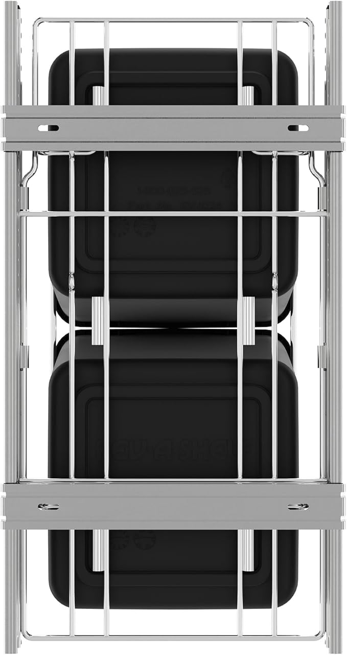 Rev-A-Shelf Double 27 Qt Pullout Trash Can for Base Kitchen Cabinets, Garbage Waste Bin System with Full Extension Slides, Min Opening Width of 11.5", Black, RV-15KD-18C S
