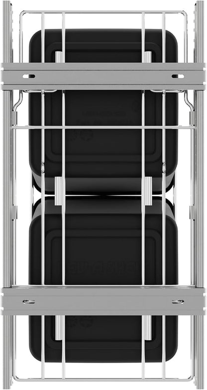 Rev-A-Shelf Double 27 Qt Pullout Trash Can for Base Kitchen Cabinets, Garbage Waste Bin System with Full Extension Slides, Min Opening Width of 11.5", Black, RV-15KD-18C S