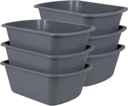 Vakly Wash Basins – Rectangular Plastic Hospital Bedside Soaking Tub - Small 7 Qt Graduated Bucket - Portable Washbasin for Washing, Cleaning, Foot Bath, Dishes, Face Cleansing Bowl (6)