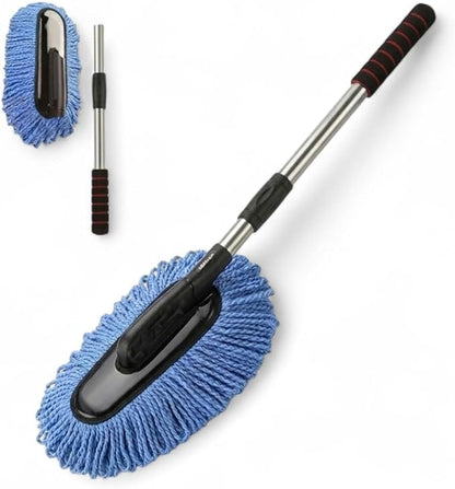 35" Car Wash Mop with Long Handle - Lightweight Microfiber Chenille Car Cleaning Brush - Telescopic & Detachable Car Wash Brush with Washable Head, Scratch-Free Cleaning Tool for Car, SUV, RV, Truck