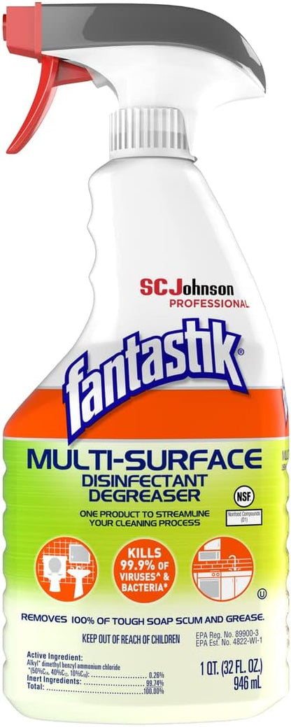 SC Johnson Professional Fantastik Disinfectant Multi-Surface Cleaner Spray Bottle 8, Ounce (Pack of 8), Fresh, 32 Fl Oz