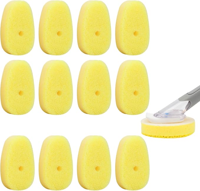 12Packs Dish Wand Sponge Refills for Scrub Daddy Dish Daddy - Replacement Heads for Dish Sponges, Non Scratch Dish Washing Scrubbers, Kitchen Dish Cleaning (Only Refills)