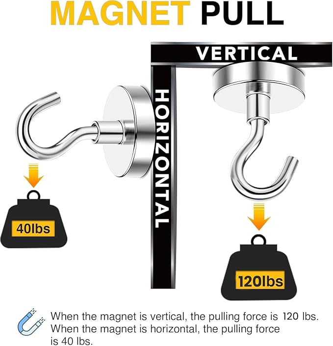 DIYMAG Magnetic Hooks, 120lbs+ Magnet Hook 2026 Cruise Cabin Ship Essentials Heavy Duty Strong Magnets Refrigerator Fridge Hanging for Classroom Beach Vacation Kitchen Grills Home 20 Pack (Silver)