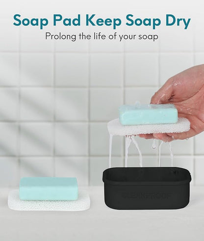 Quatish Large Leakproof Travel Soap Case, Solid Shampoo Bar Holder, Silicone Soap Box with Draining Layer, Enhanced Soap Container, Suitable for Camping, Gym, Bathroom, Outdoor Essentials, Black