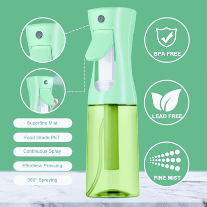 Hair Brush Set with Continuous Spray Bottle，Slick Back Hair Brush Back Brushing, Combing, Slicking Hair (green)