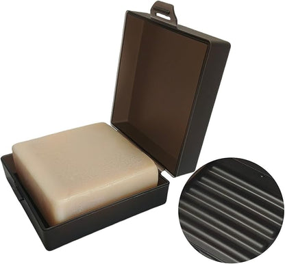 Square Soap Dishes Holder for Shower Travel Soap Container with Lid Lightweight Waterproof Soap Box for Dr. Squatch Men's Soap Bar for Traveling Toiletry Gym Bathroom (Transparent black)