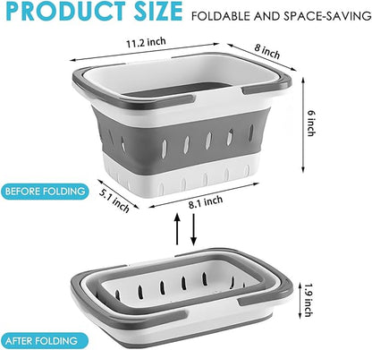 Fammart Portable Shower Caddy Tote – Collapsible Plastic Basket with Handles, Foldable Storage Organizer for Bathroom, Kitchen, College Dorm, Gym, Travel & Camping, Gray