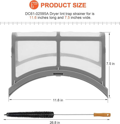 【𝟮𝟬𝟮𝟲 𝗨𝗽𝗴𝗿𝗮𝗱𝗲𝗱】DC61-02595A Dryer Lint Filter Case Screen WITH UPGRADDED BRUSH - Replacement for Samsung Dryer DV42H5200EW/A3 DV42H5000EW/A3 DV45K6500EV/A3 DV42H5200EP/A3 by Beaquicy