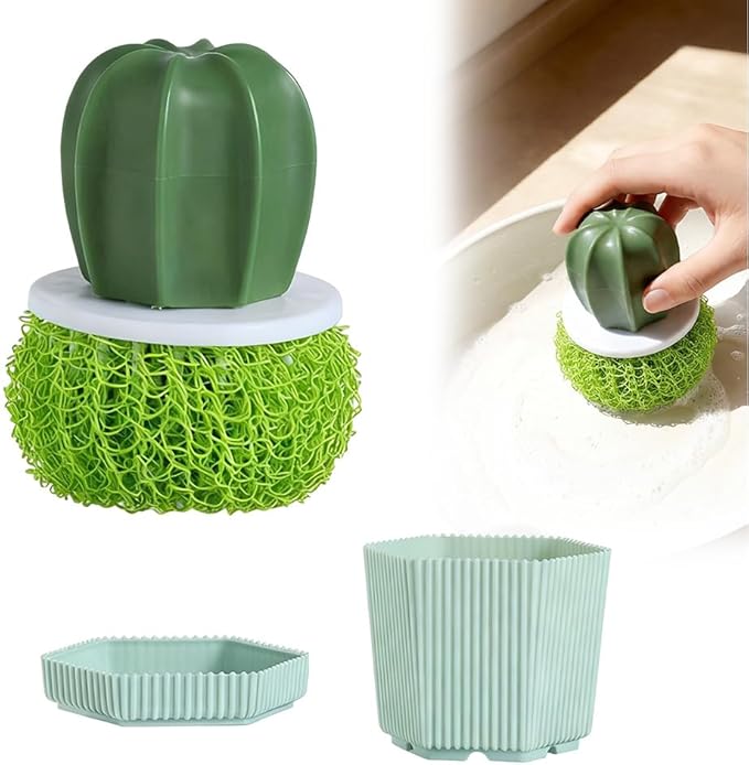 Comfort Grip Soap Dispensing Kitchen Scrub,Soap Dispensing Dish Brush,Replaceable Cleaning Brush,Dispenser has Non Slip Handle for Cleaning Dishes, Pots, Pans,Sinks (D)