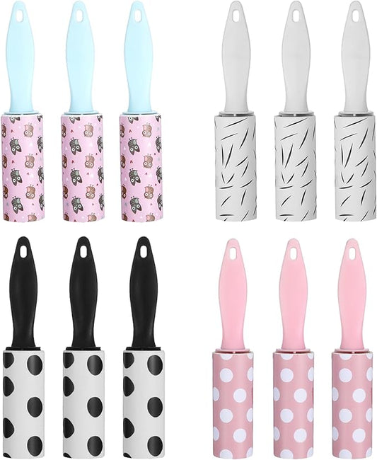 12 Pcs Lint Roller for Pet Hair Extra Sticky and Clothes,Mini Travel Lint Rollers Disposable Sheets Remove Dog/Cat Hair for Home Car Travel Use