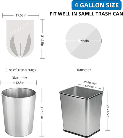 4 Gallon Biodegradable Black Trash Bag - Small Garbage Bags For Bathroom Can 4-6 Gallon 200 Counts Compostable Kitchen Unscented Recycling Little Waste Basket Liners Office Bulk Acqkunlo