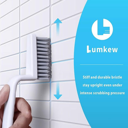 Lumkew Grout Brush Cleaning,Hard Bristle Grout Cleaner for Tile Floors,Bathroom Cleaning Brushes for Scrub Shower Tile Grout, Black, 4 Pieces