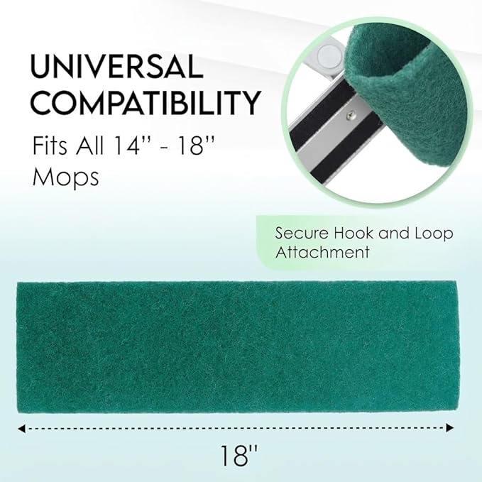 Scrub Mop Pads - Pack of 5 Washable, 18-inch, Scouring and Scrubbing Replacement Attachments - Compatible with Bona, Rubbermaid and Libman Microfiber Mops