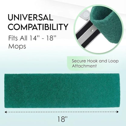 Scrub Mop Pads - Pack of 5 Washable, 18-inch, Scouring and Scrubbing Replacement Attachments - Compatible with Bona, Rubbermaid and Libman Microfiber Mops