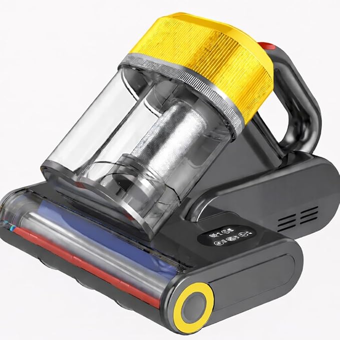 Mattress Vacuum Cleaner, 18Kpa Bed Vacuum with UV-C Light, Heat, HEPA Filter & Ultrasonic for Bed, Sofa, Couch & Crib Yellow