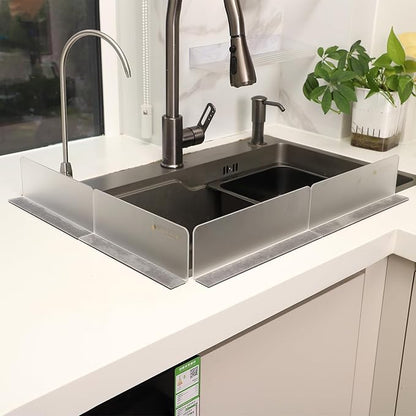 Multi-purpose Sink Splash Guard, Transparent Acrylic (Frosted) - Light Luxury advanced Table Island Partition Removable Magnetic Water Barrier (8.86 & 10.2) (4pcs)