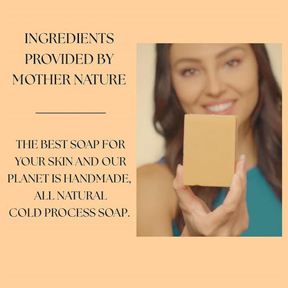 Turmeric Soap Bar for Face & Body – Handmade with Organic Shea Butter, Chamomile, Calendula – Gentle, Non-Drying Natural Face Wash for Sensitive Skin, All Skin Types, Made in USA 4.5 oz (6 Pack)