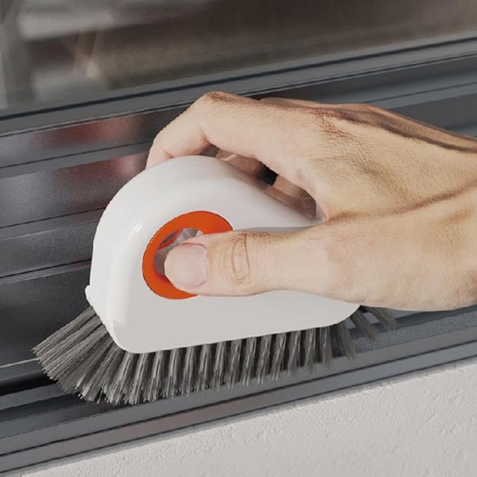 2 in 1 Groove Cleaning Brush, 2025 New Window Track Cleaning Tools, Multifunction Window Track Cleaner with Hard Bristle and Hidden Scraper, Crevice Brush for Window