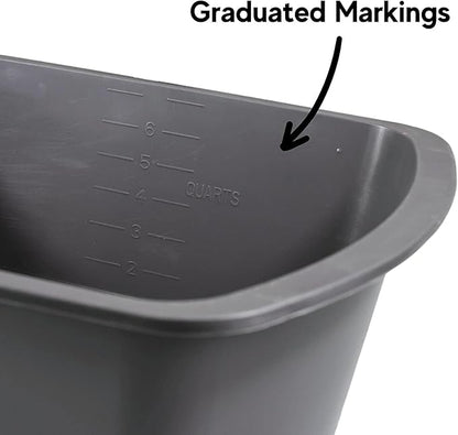 Vakly Wash Basins – Rectangular Plastic Hospital Bedside Soaking Tub - Small 7 Qt Graduated Bucket - Portable Washbasin for Washing, Cleaning, Foot Bath, Dishes, Face Cleansing Bowl (6)
