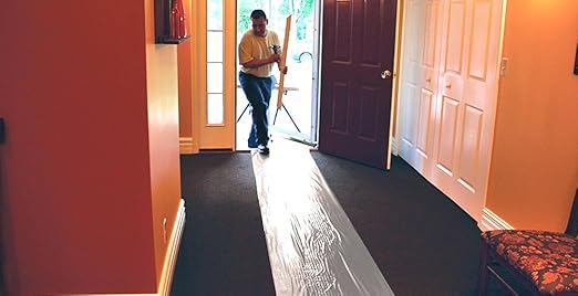 ArmorDillo Premium Super Thick Heavy-Duty Carpet Film 24" x200' Only-Formaldehyde-Free. Full 3 Layer-3 Mil-Plus. 100% Made in USA. Easy Start Roll. Bubble Adhesive, Free Utility Knives