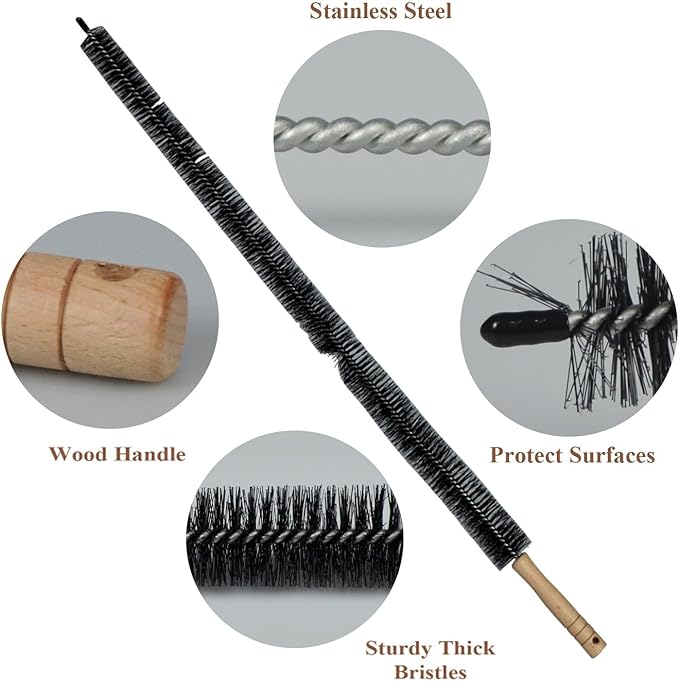 2 Pack Dryer Vent Cleaner Kit - Long Flexible Lint Brush for Dryer Vents, Refrigerator Coils, and Radiators - Household Cleaning Supplies (2, Short Brush)